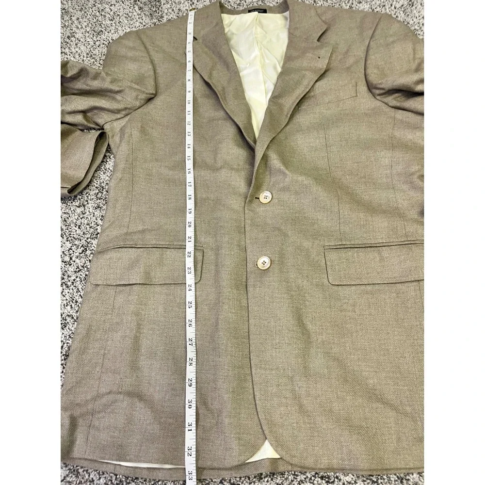 Oscar‎ de la Renta Mens Blazer Wool Beige Tweed Two Button Sport Coat Size 44