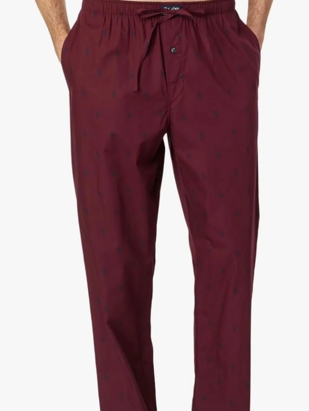 new MENS POLO RALPH LAUREN ALLL OVER PONY WOVEN COTTON PAJAMA PANTS WINE XL