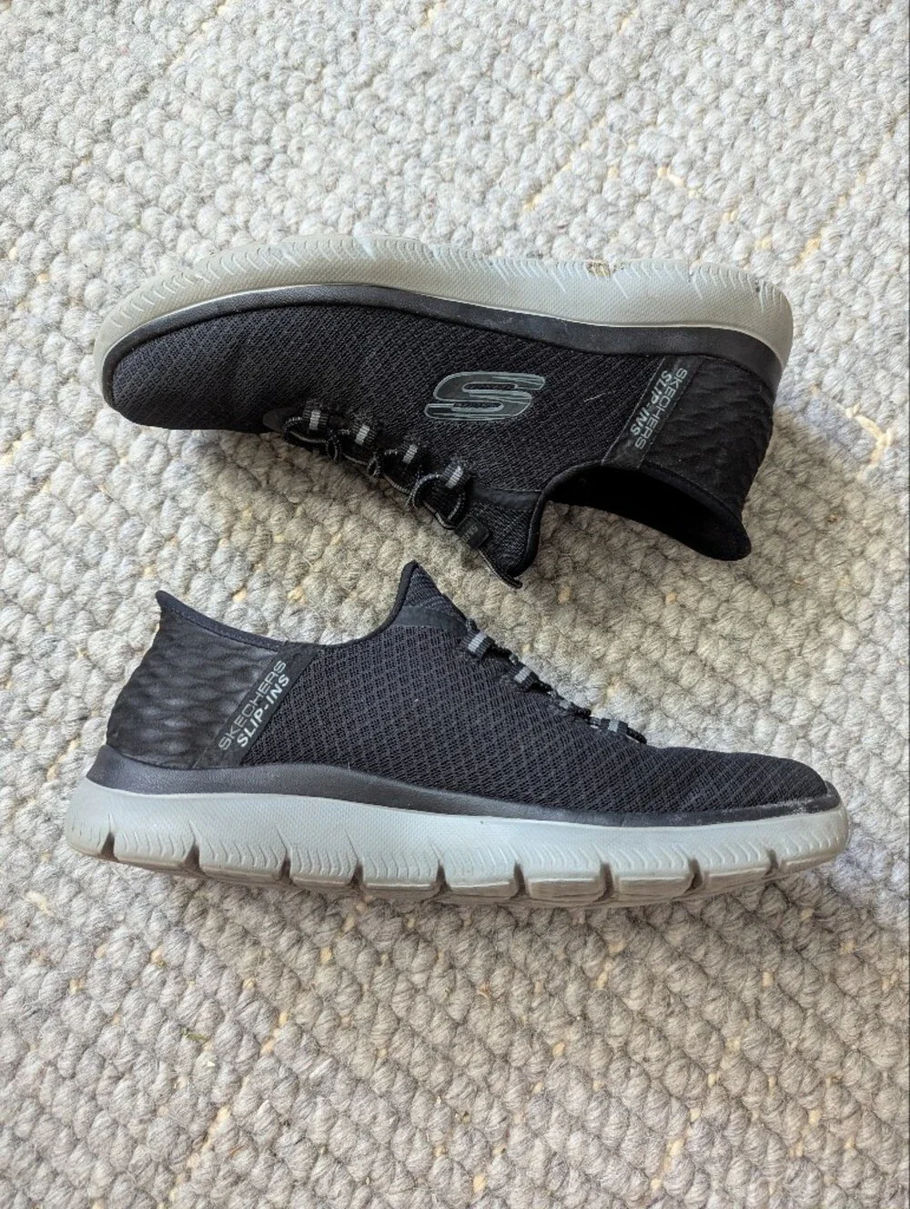 Skechers Slip-Ins Black Knit Slip-On Sneakers Sz 9