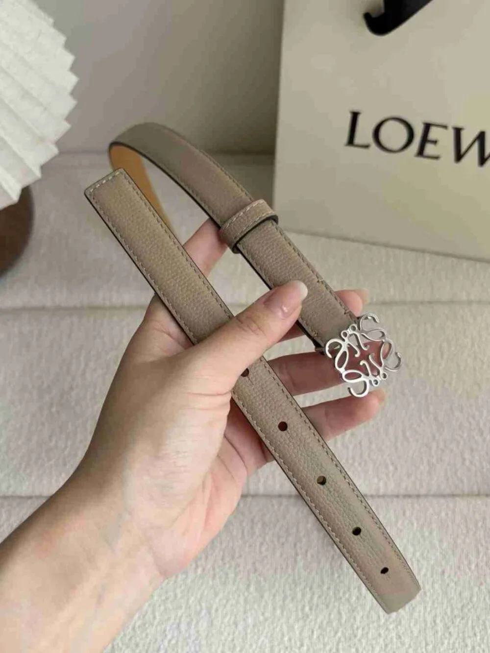 LOEWE Anagram Thin Grained Leather Belt