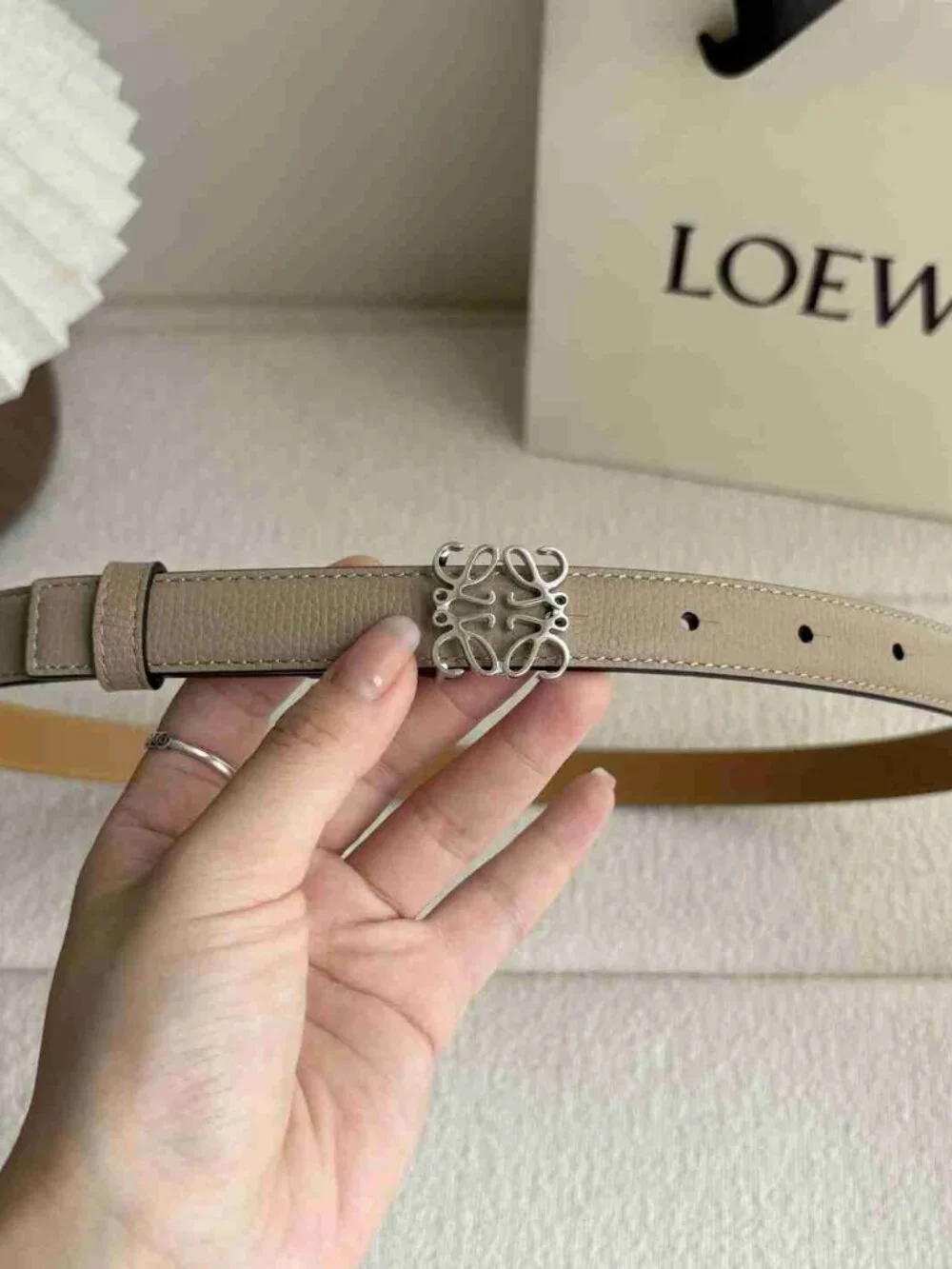 LOEWE Anagram Thin Grained Leather Belt