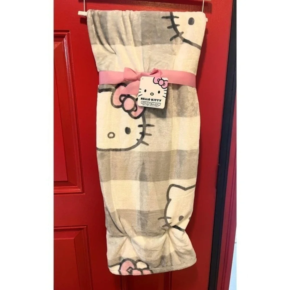 Hello Kitty‎ Gray Plaid Pink Bow Sanrio 50