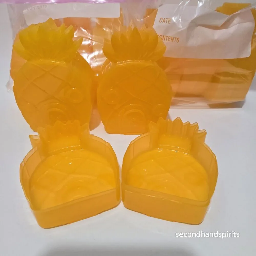 SpongeBob SquarePants Pineapple House Plastic Orange Containers Lot of 9 Empty