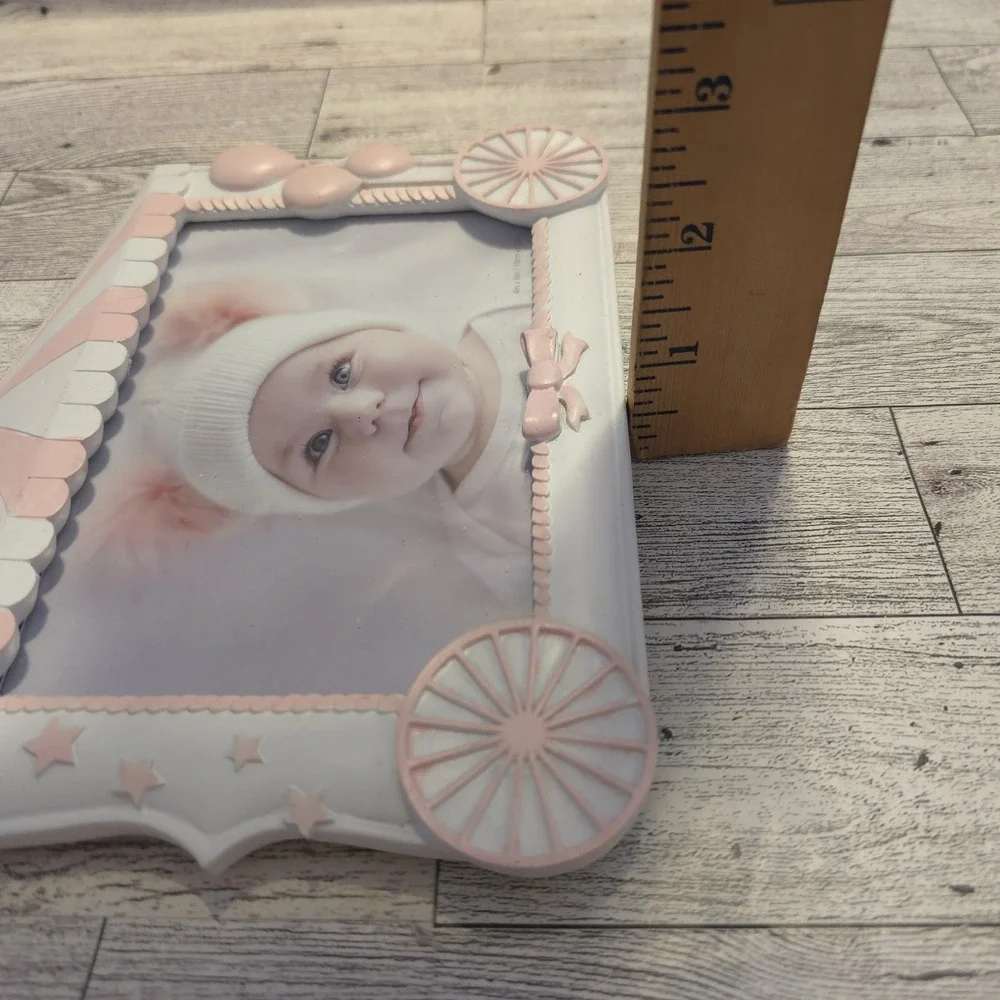 Issac Jacobs Baby Picture Frame 4x6 Pink  Tabletop Desk Baloons Circus Bow Stars