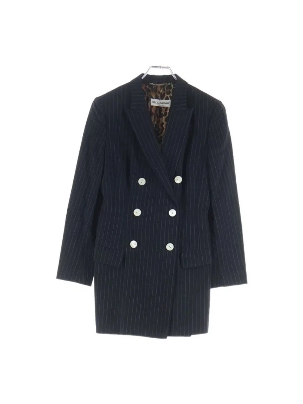 Dolce & Gabbana Set Suit Wool Striped Pattern Leopard Long Tailored Jacket