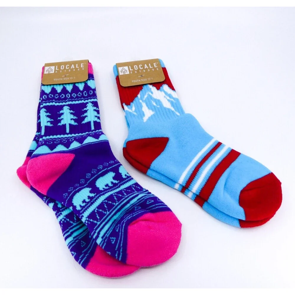 Locale Outdoor Socks 2 Pairs Youth One Size‎ 11 - 1 Nature Winter Sport Ski New