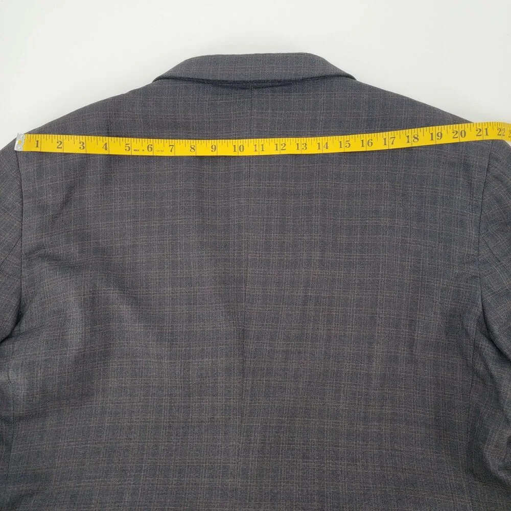 Jos A Bank Mens 54R Silk Wool Gray Brown Windowpane Sport Coat Blazer Big & Tall
