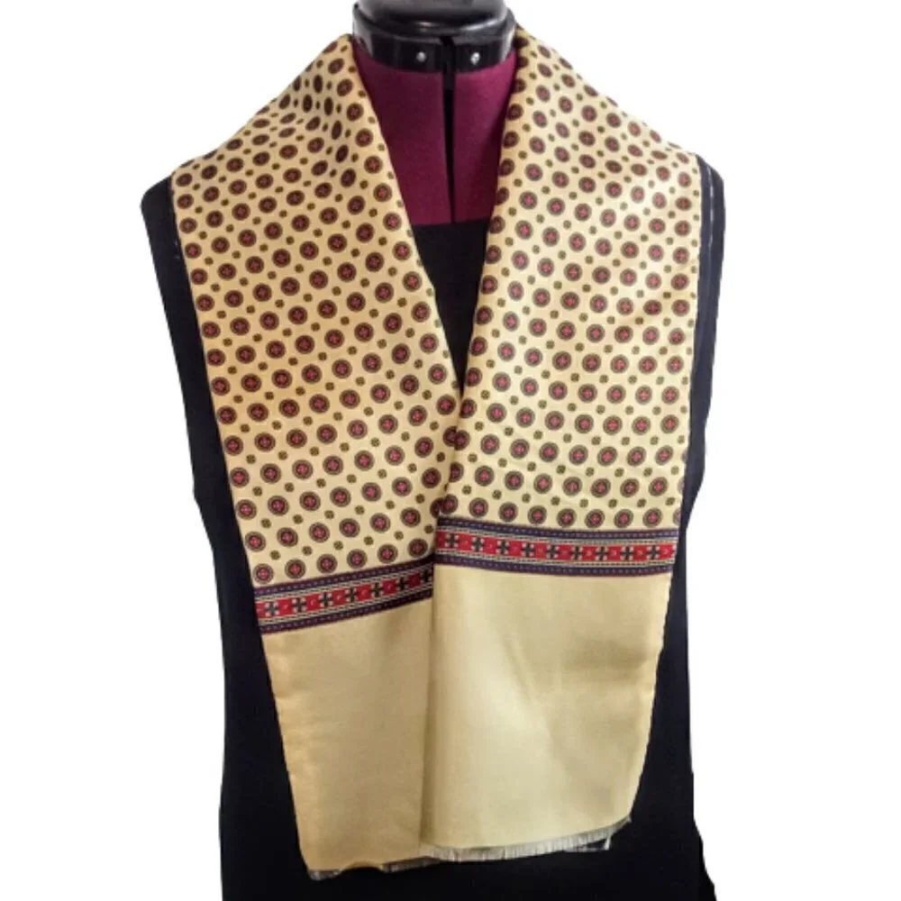 Italian Yellow Silk Wool Fringed Oblong Scarf