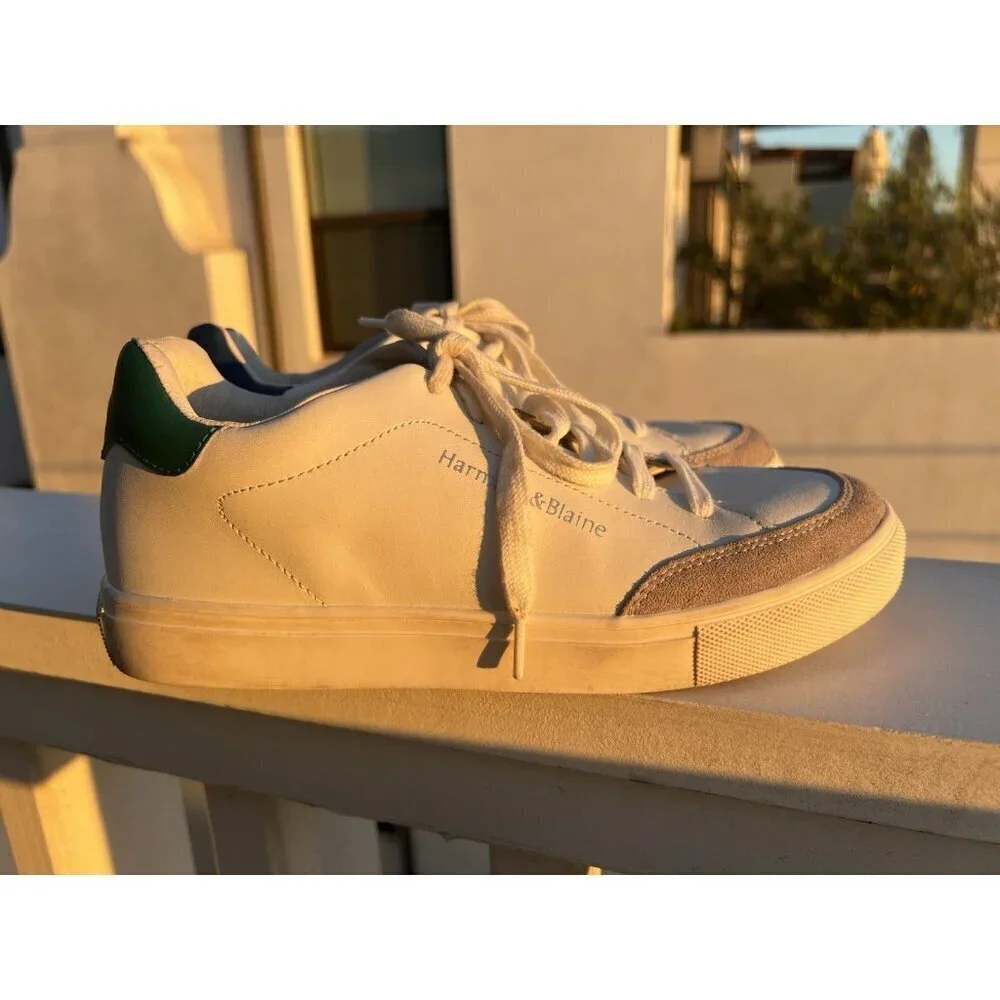 Harmont & Blaine white leather sneakers sz 7 colorblock dauschand embroidered
