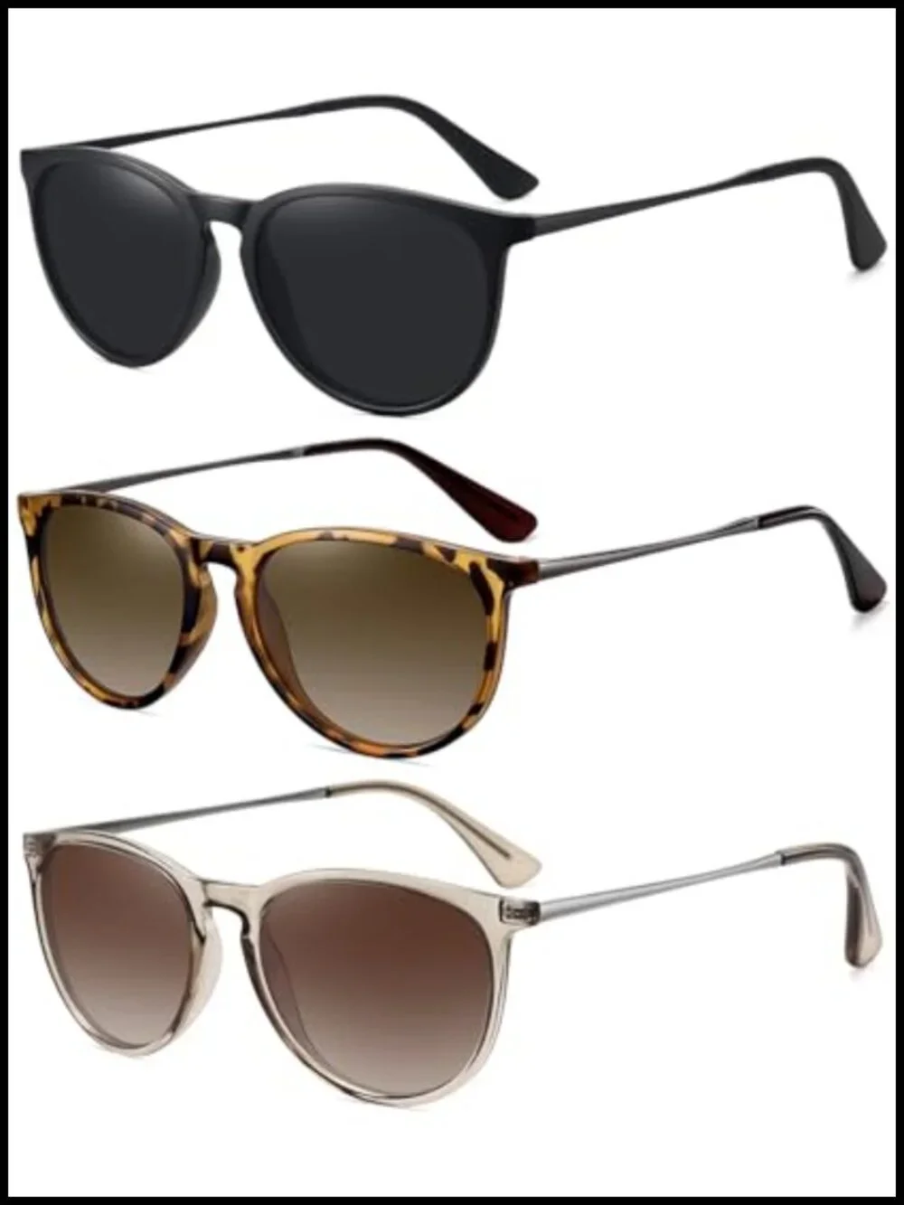 Retro Round Polarized Sunglasses with UV Protection, Lightweight &