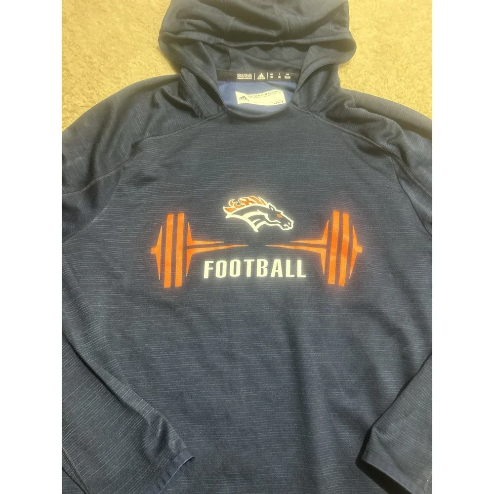 Adidas Denver Broncos Football Game Mode Knit Shirt Hoodie 3XL‎ Climalite Blue