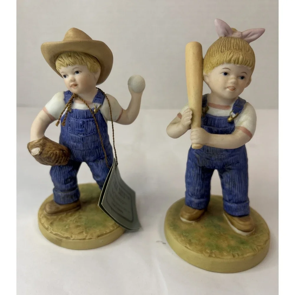 Denim Days LET'S PLAY BALL Danny Debbie Figurine 1522 Vintage No Box -Has Tag
