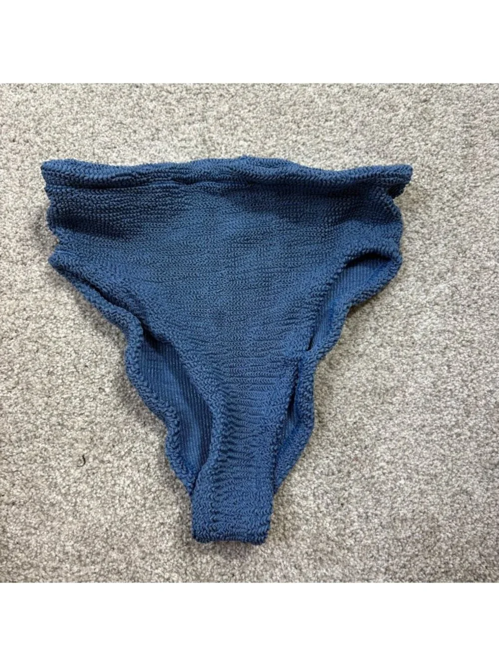 Hunza G London Bikini Bottom Blue One Size Knit flaw
