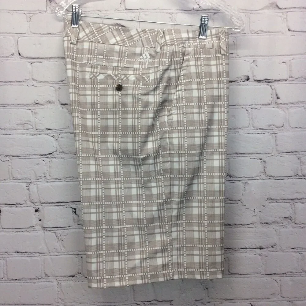 Adidas Golf Shorts Men’s 34 Athleisure Climalite Plaid Chino Flat Front Stretch