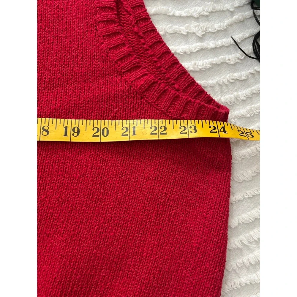Polo Ralph Lauren Mens XL Red V-Neck 100% Cotton Knit Sweater Vest Navy Pony