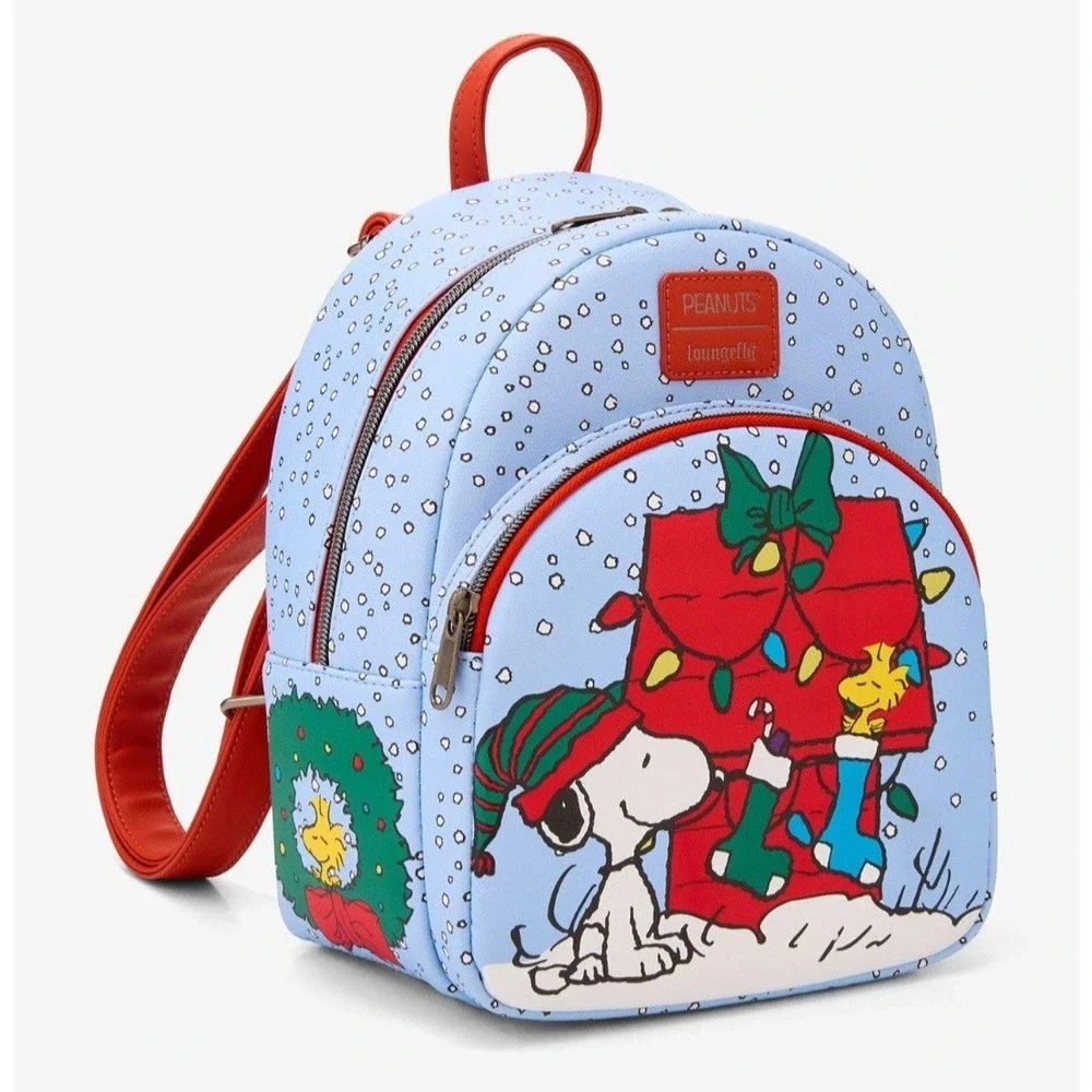 Loungefly Peanuts Snoopy & Woodstock Snowing Christmas‎ Holiday Backpack NWT