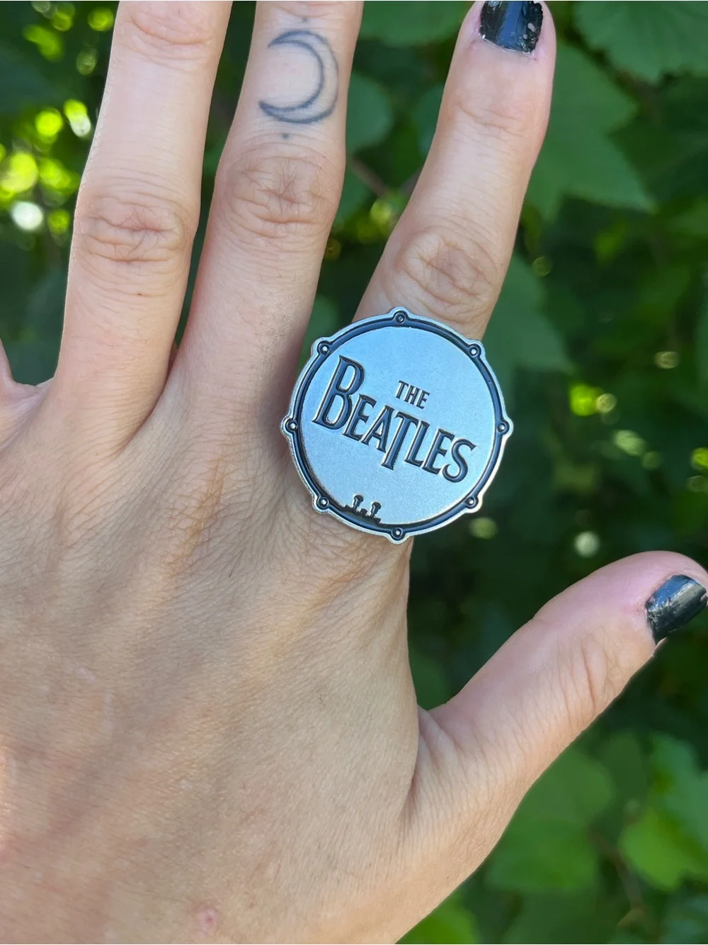 The Beatles Silver Drum Logo Statement Ring