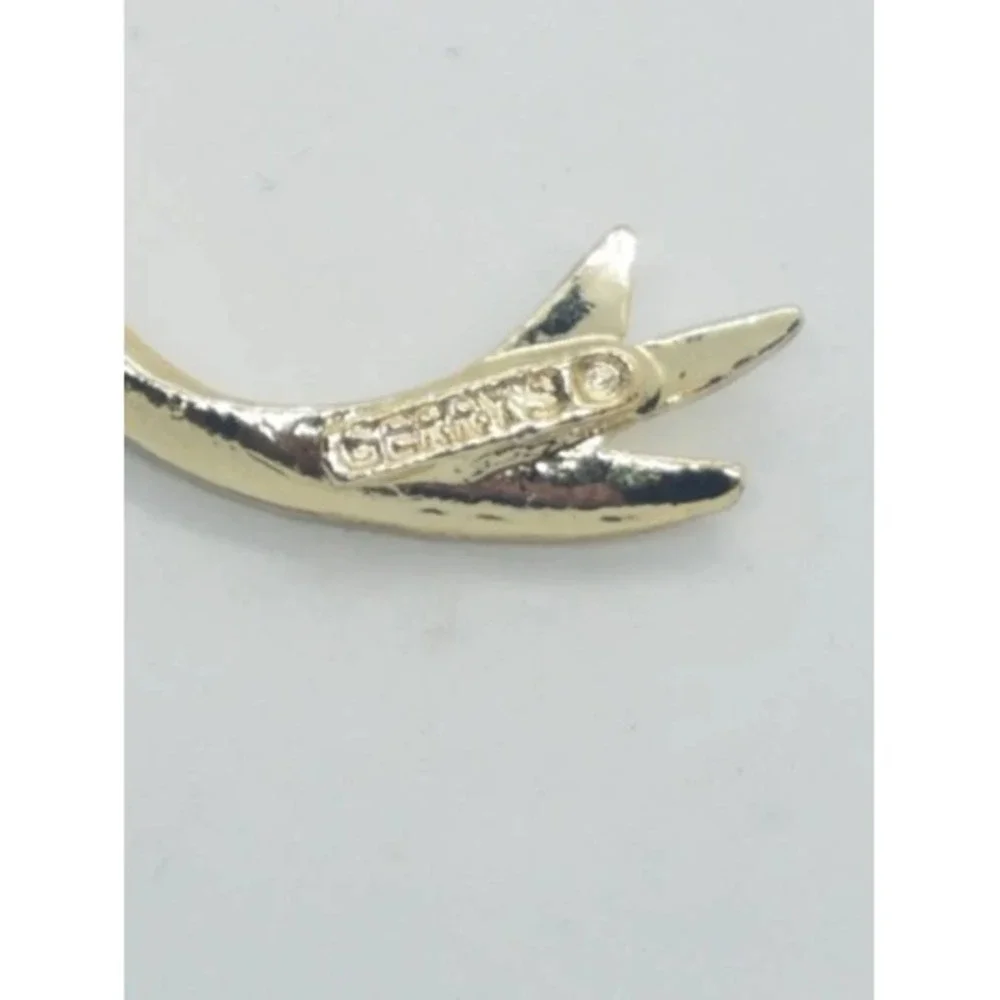 Vintage GERRY'S Stylized Jumping Leaping Frog Brooch‎ Pin Teal Enamel Gold Tone
