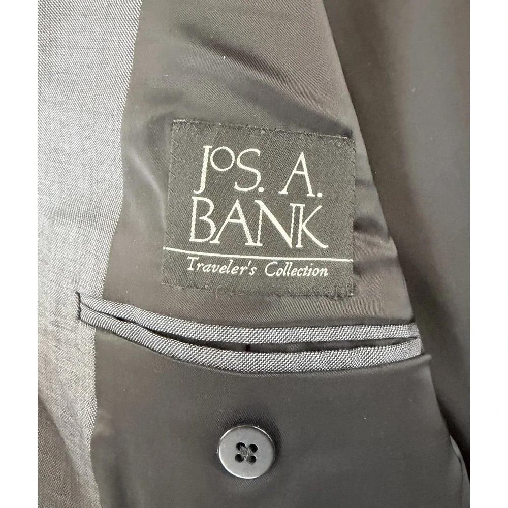 JOS‎ A BANK Traveler's Collection Mens 43L Tailored Fit Wool Blazer Jacket Gray
