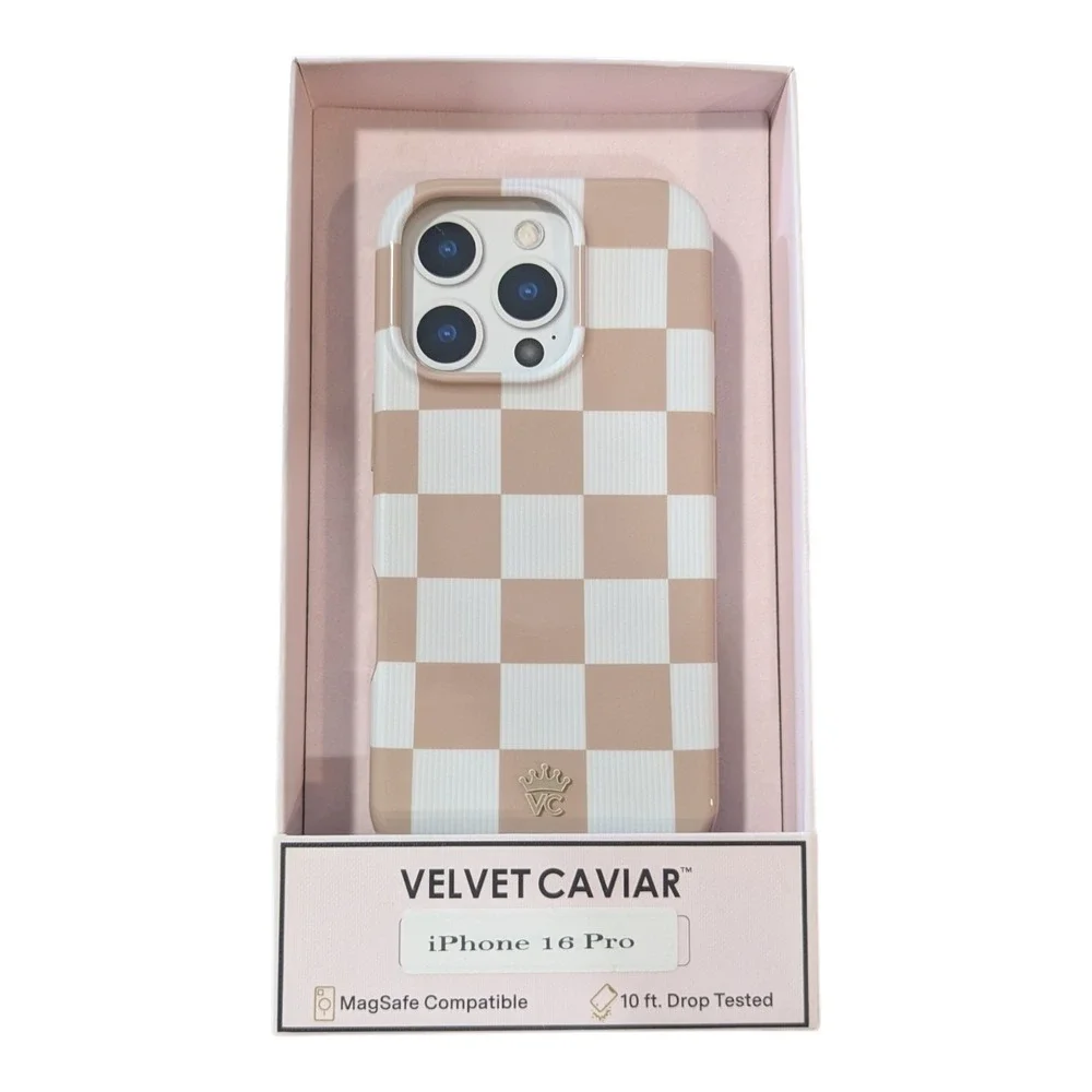 J2-O Velvet Caviar Magsafe Case for Apple iPhone 16 Pro - Checker‎ Nude