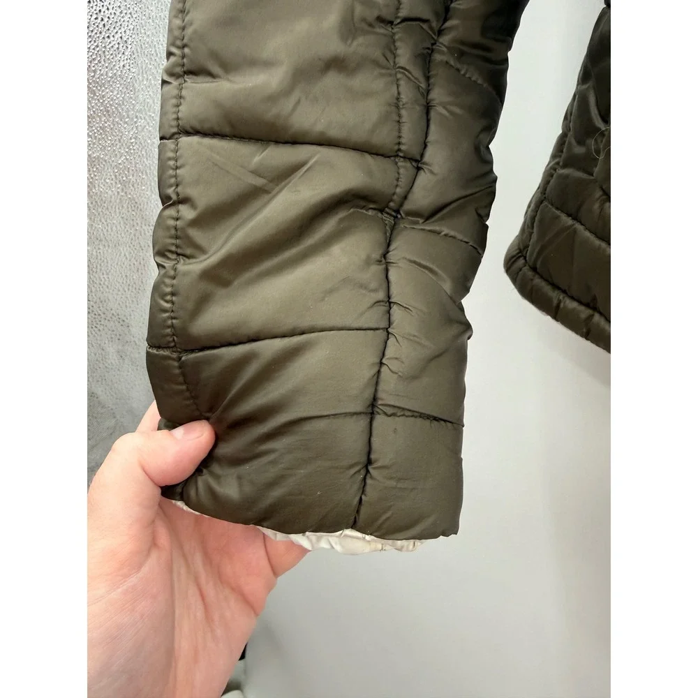 K-Way Puffer‎ Jacket Youth 10Y Olive Green Jacques Thermo Light Hooded Quilted