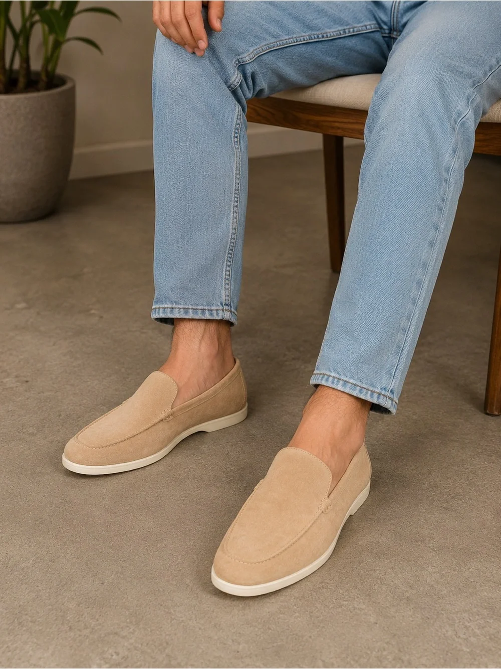 J. Crew Men's Light Tan Suede Slip-On Loafers