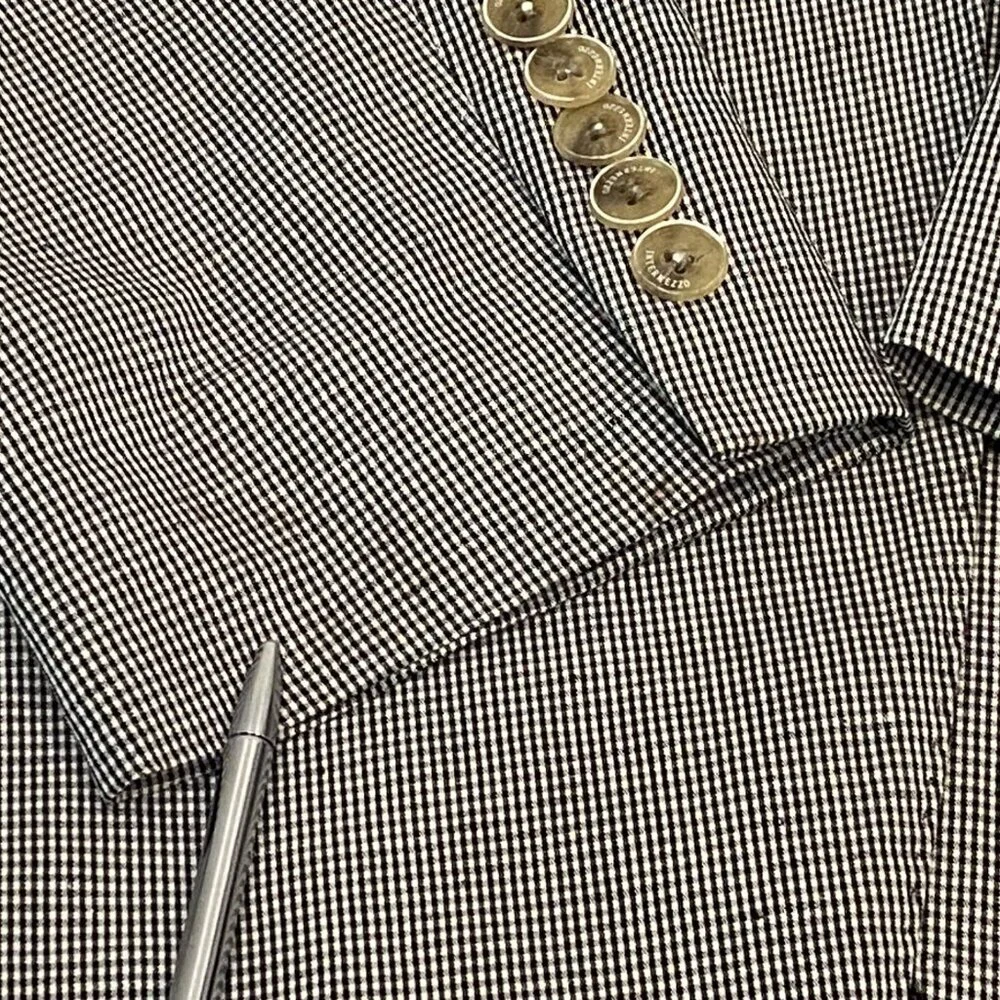 Intermezzo Blazer Sport Coat 1 Button Gray Plaid Double Vents Lined Mens