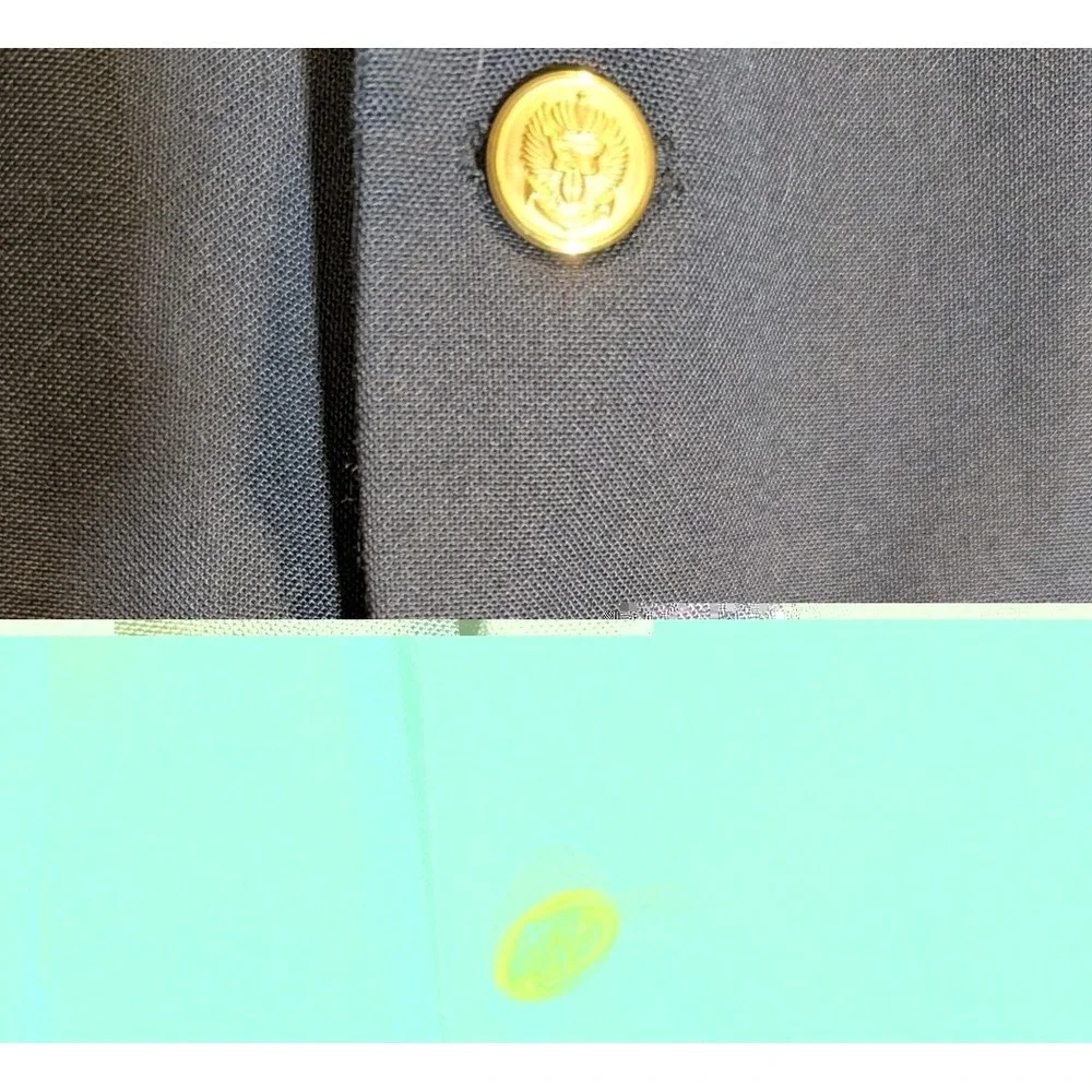 Old Money Navy Wool Blazer Gold Crest Buttons Preppy Ivy 42S Sport Coat