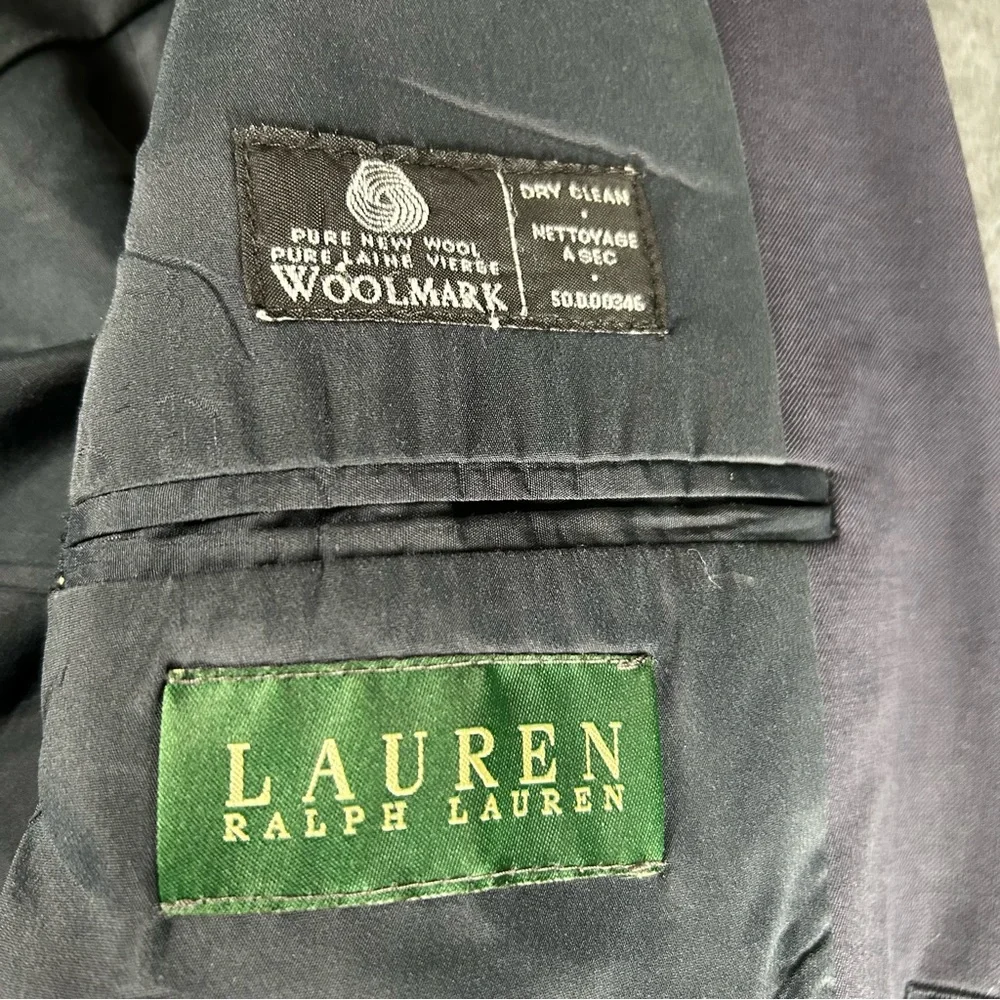 Lauren‎ Ralph Lauren Blazer Sport Coat Men 43R Navy Blue Gold Buttons 100% Wool