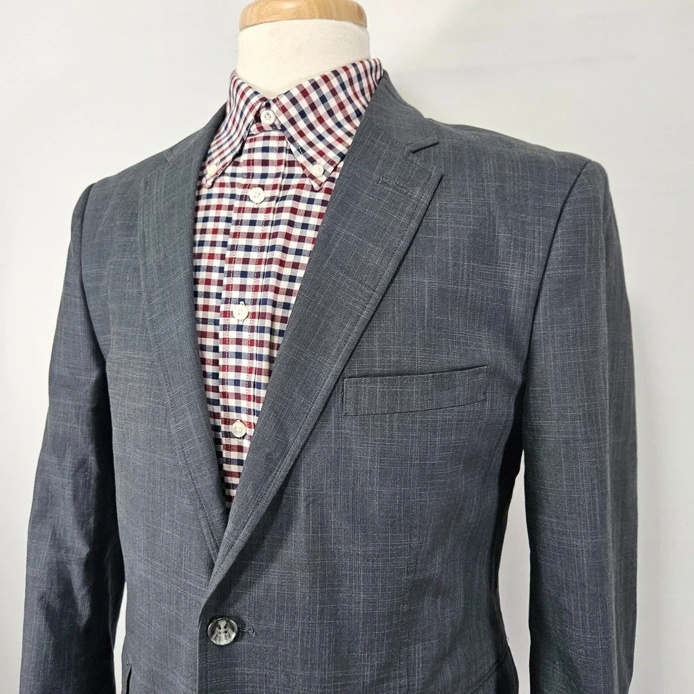 Joseph Abboud Men's Sport Coat Blazer Two Button Gray Plaid Cotton Size XL