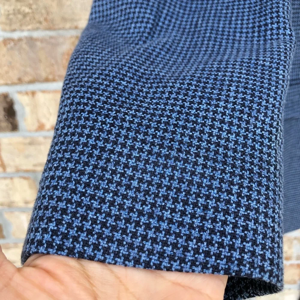 Ermenegildo Zegna Soft Switzerland Tweed Silk Cotton Linen Blend Blue Jacket 52L