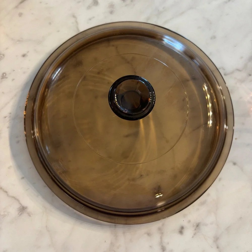 Visions Corning Amber Glass 1.5L Saucepan with Pyrex V-1.5-C Lid Made in USA