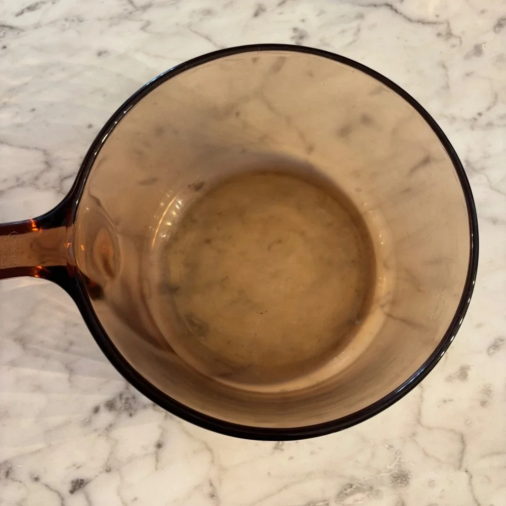 Visions Corning Amber Glass 1.5L Saucepan with Pyrex V-1.5-C Lid Made in USA