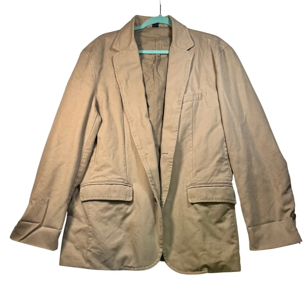 Old Navy Classic Tailored‎ Tan Cotton Blazer Jacket Mens Large Preppy Classic