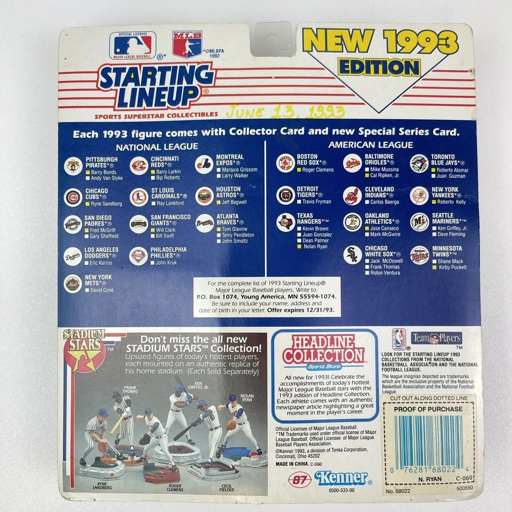 Nolan Ryan 1993 Kenner Starting Lineup Baseball Action Figure