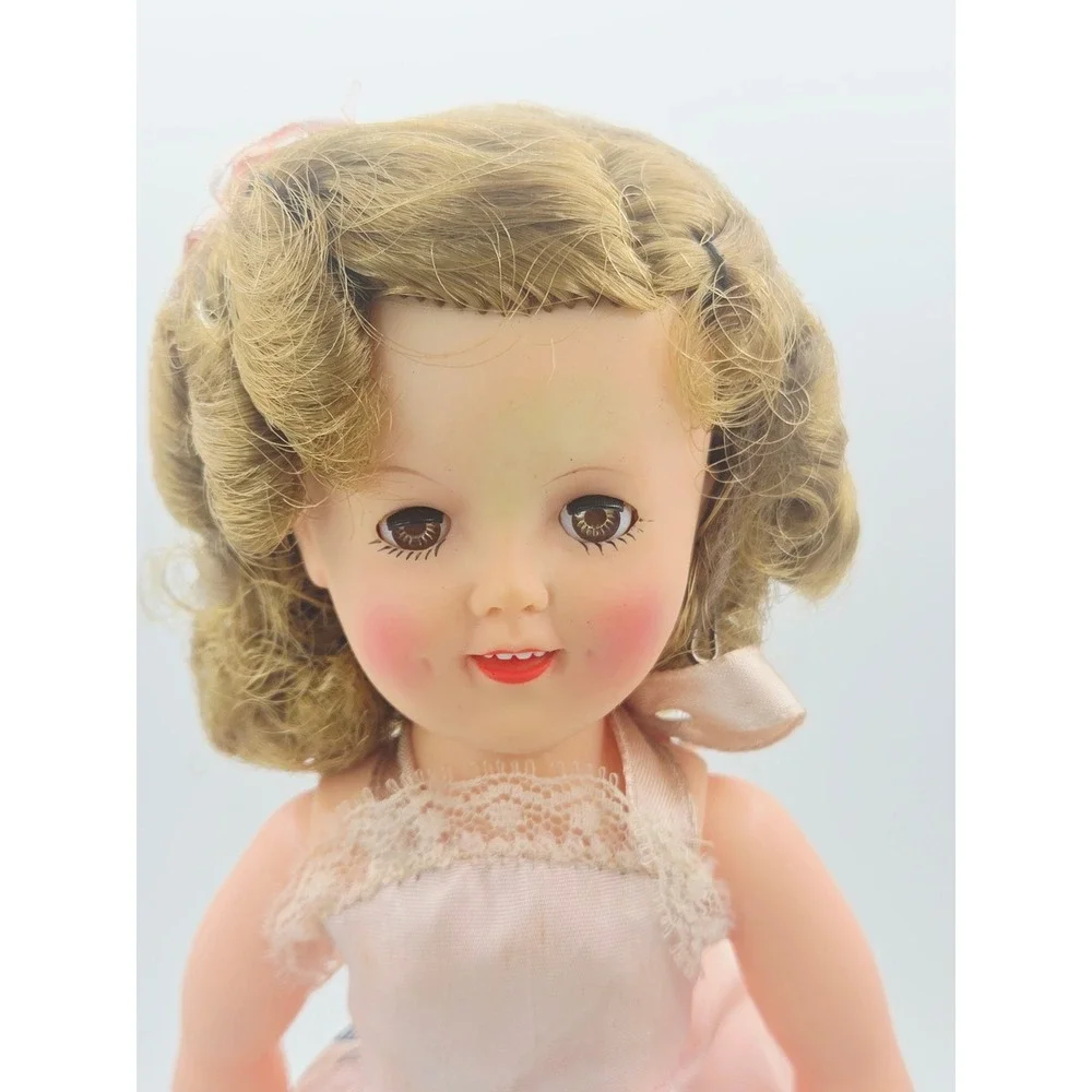 Vintage Shirley Temple Doll Ideal Toy Corp Pink Lace Dress Original Box 12in