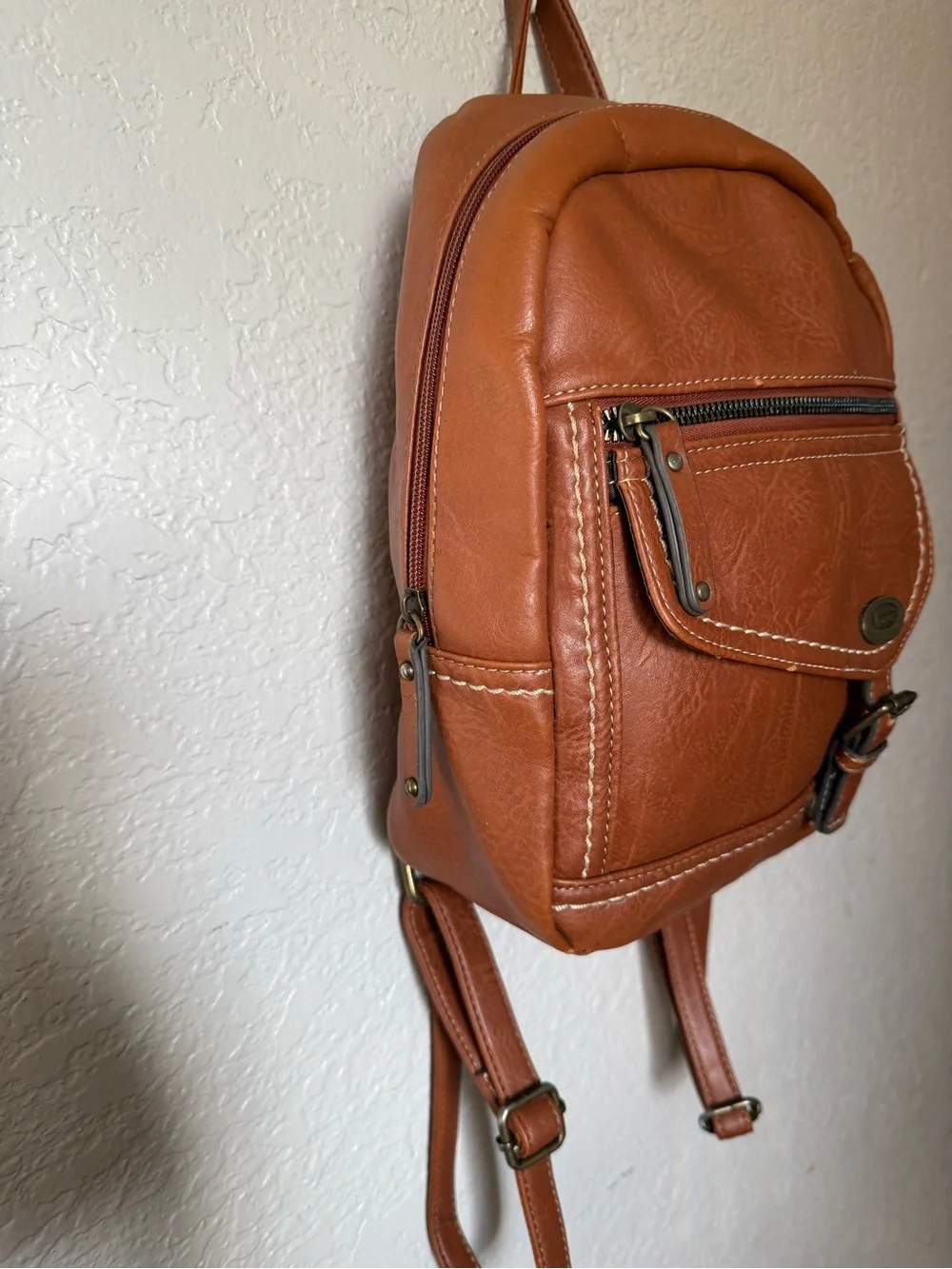 boc Chestnut Brown Faux Leather Mini Backpack