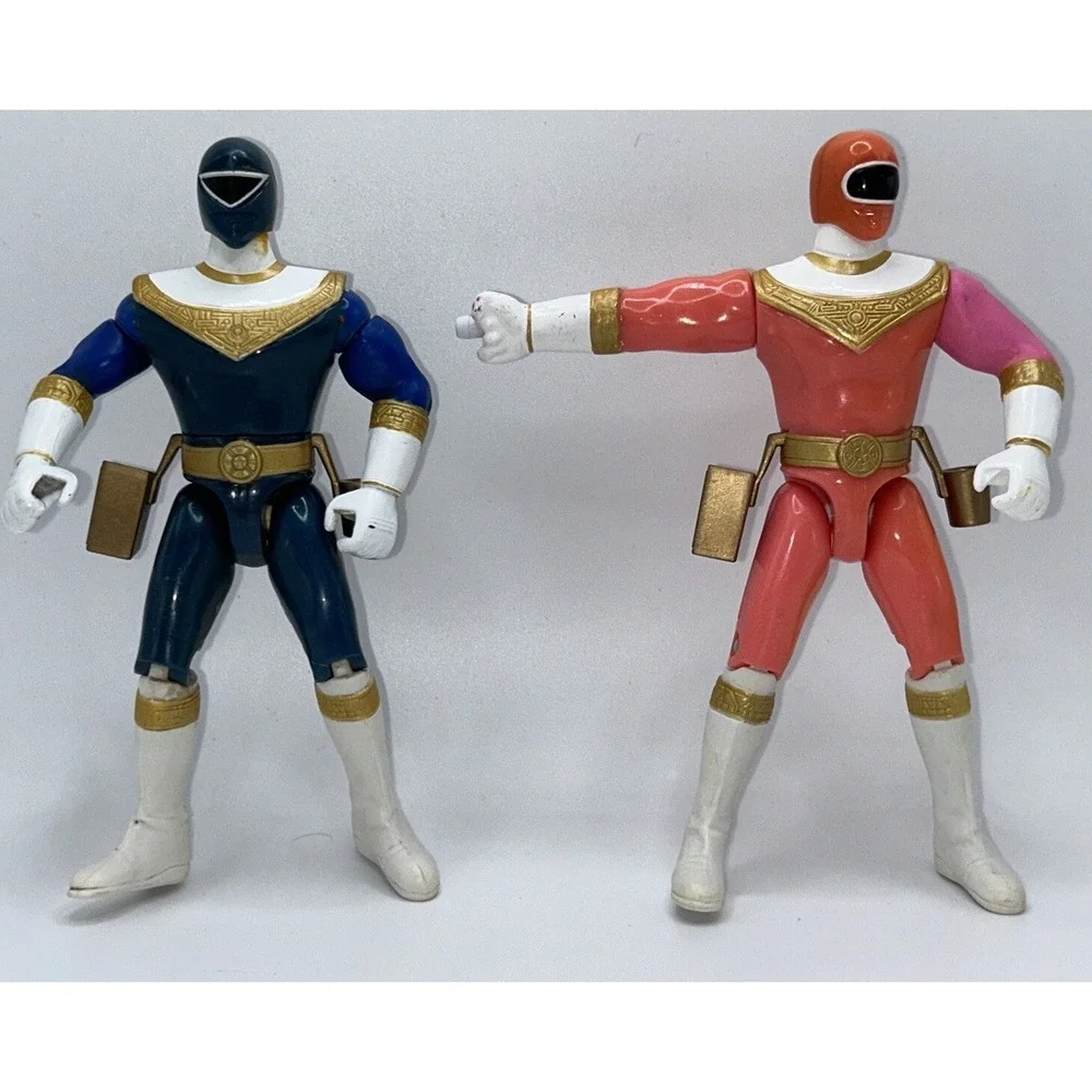 Bandai Power Rangers Lot of 2 Blue Pink Punching Figurine‎ Vintage 1996