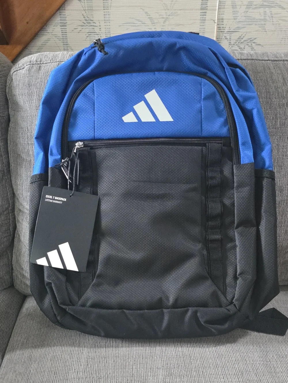 adidas Blue and Black Excel 7 Backpack, NWT, With Loadspring Shoulder Straps.
