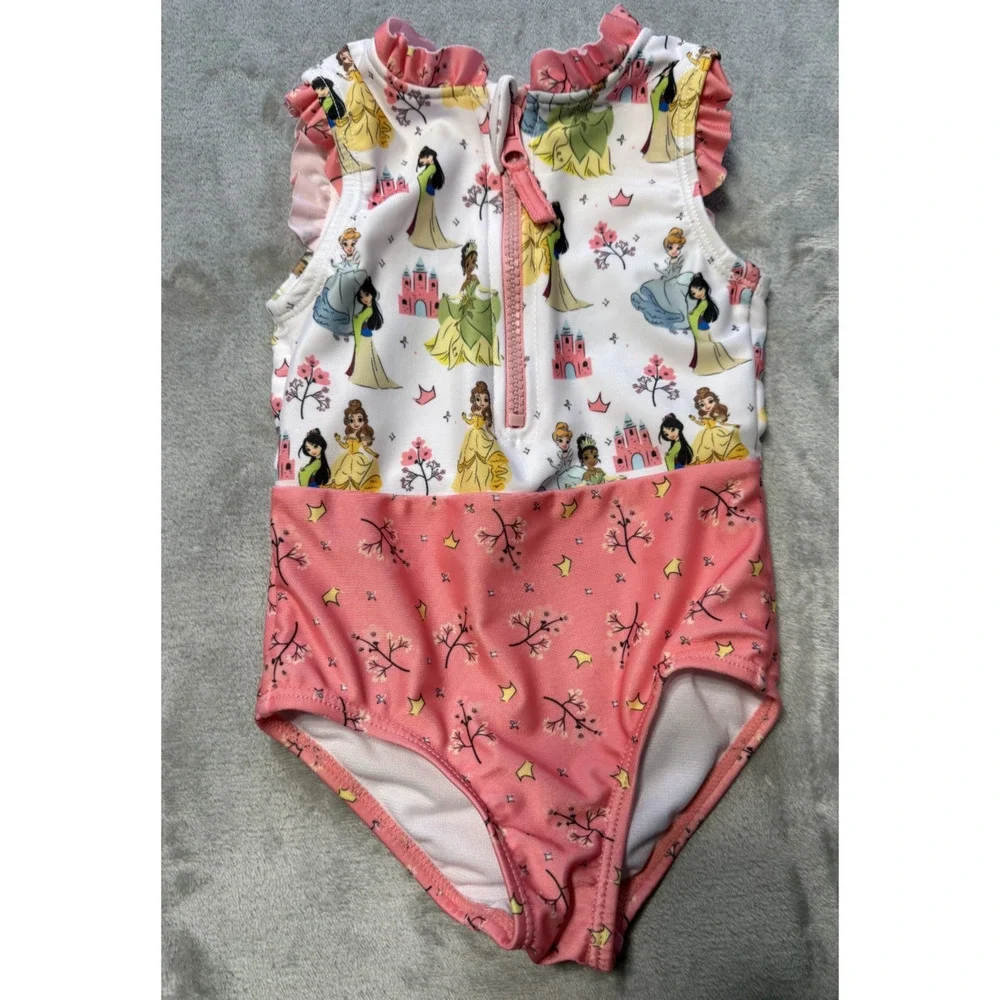 Disney‎ Princess One-Piece Swimsuit Girls Baby 18m Zip Front UPF 50+
