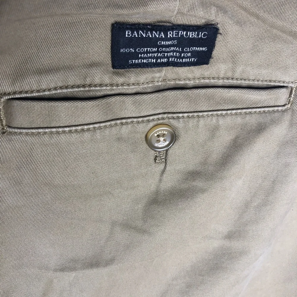 Banana Republic Pants Mens 33/34x32 Aiden Fit Chino Casual Flat Front Tan Khaki