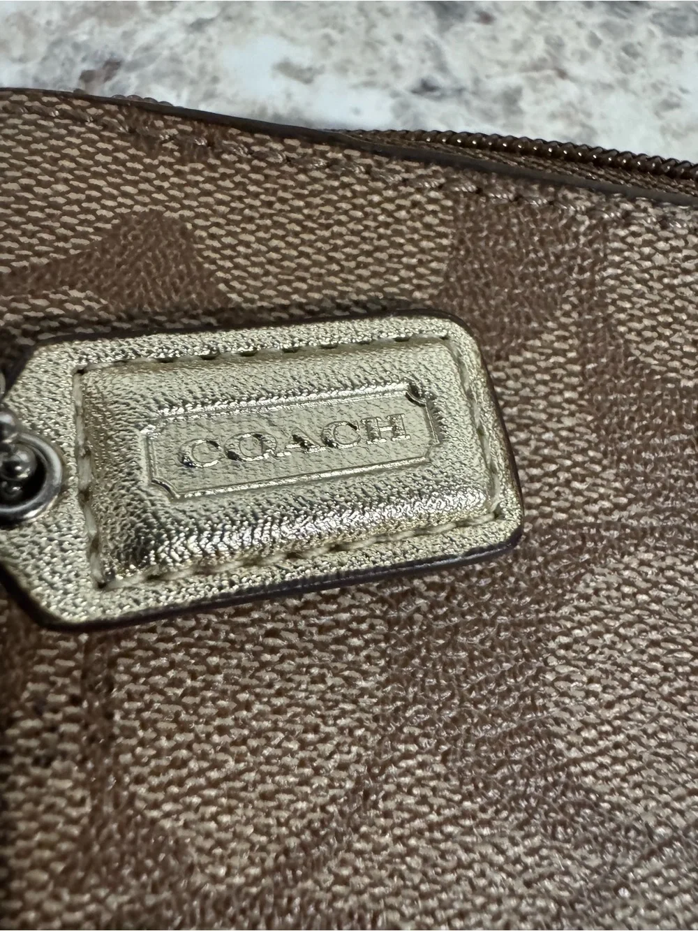 Coach signature wristlet brown