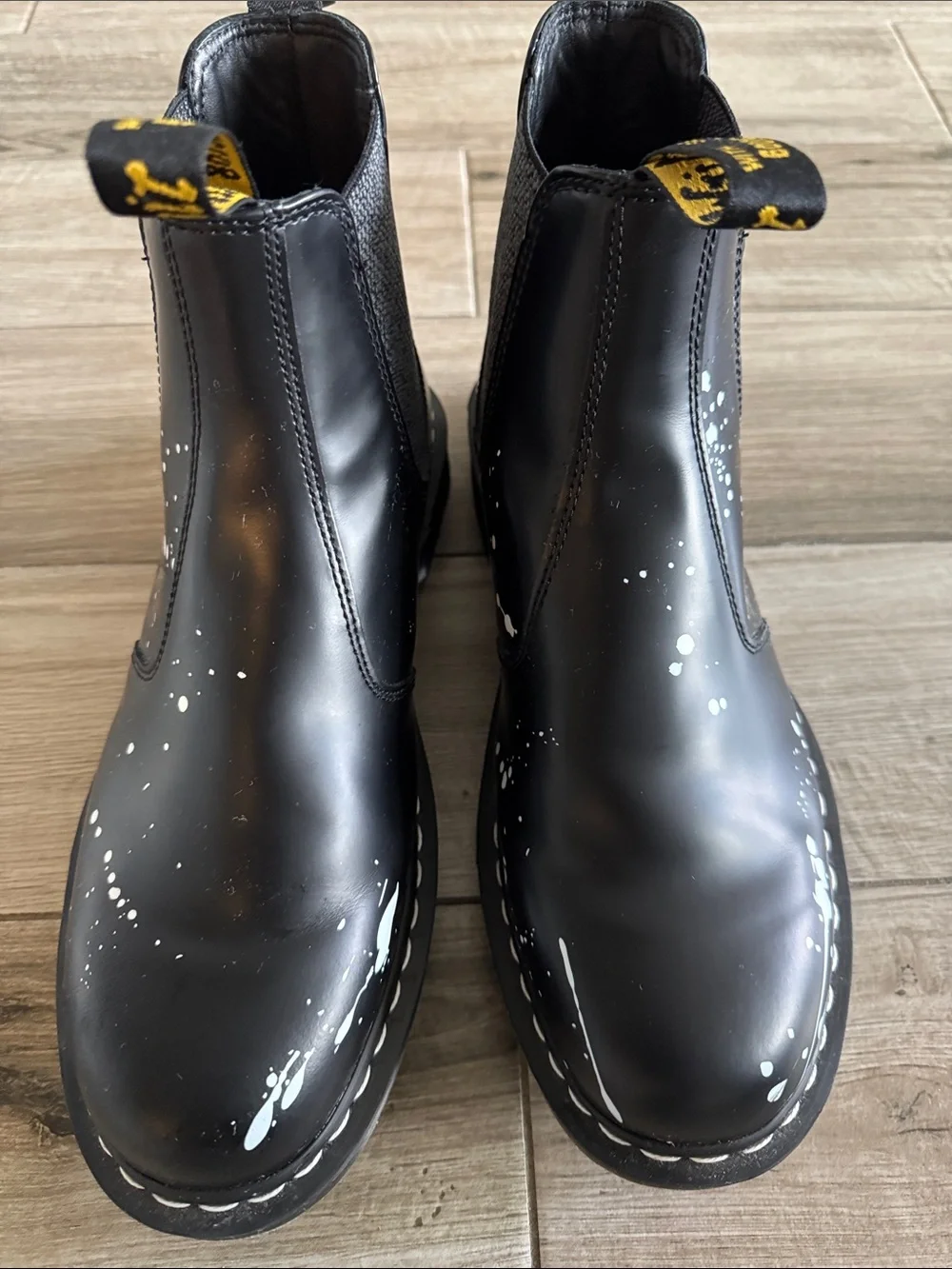 Dr Marten Black Paint-Splatter Chelsea Boots