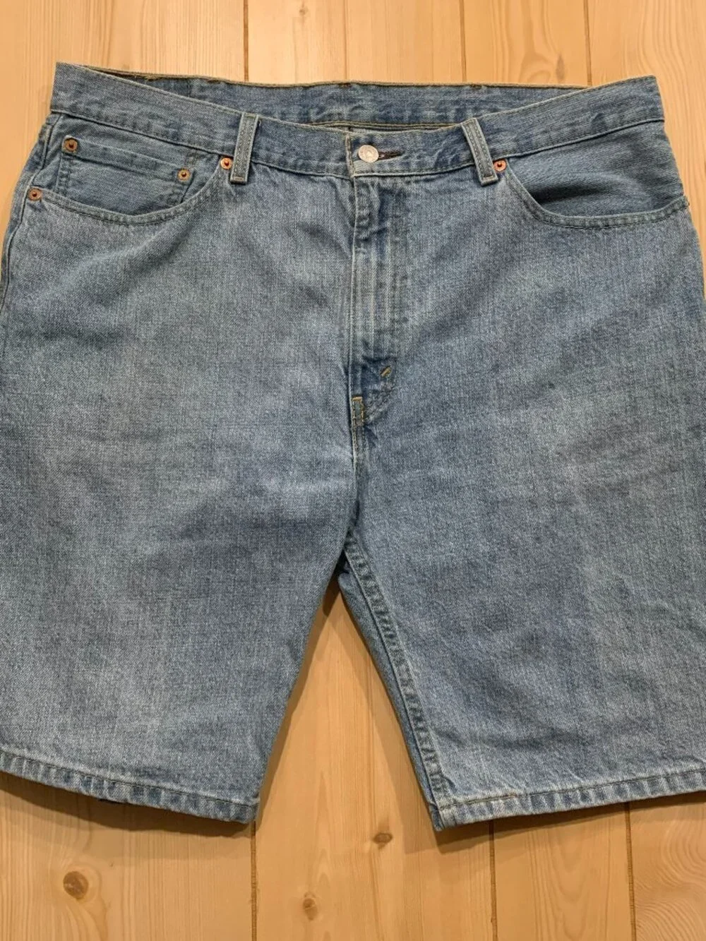 Levi Strauss Levi's 505 Straight Leg Utility Denim Light Blue Jean Shorts W 36
