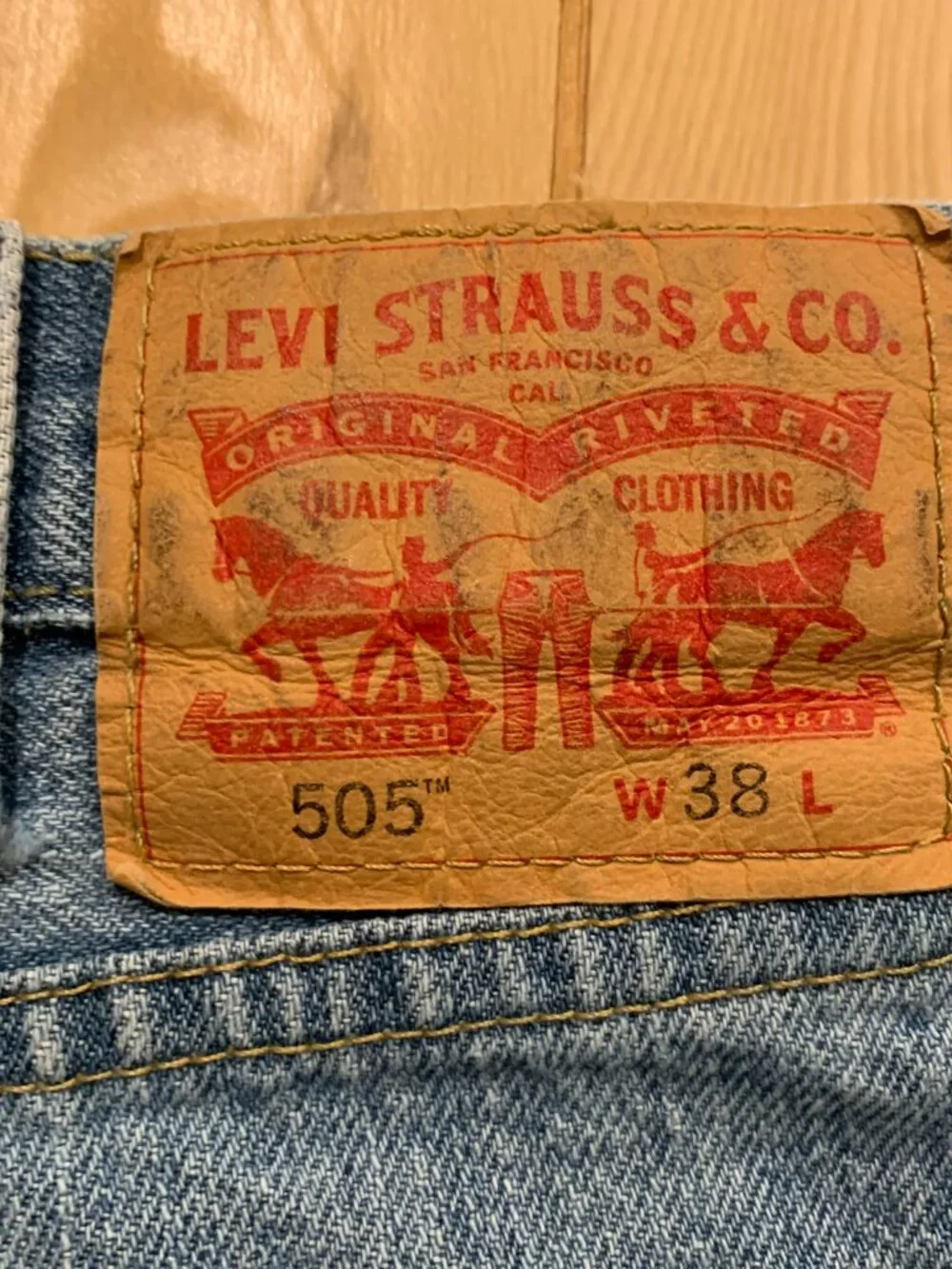 Levi Strauss Levi's 505 Straight Leg Utility Denim Light Blue Jean Shorts W 36