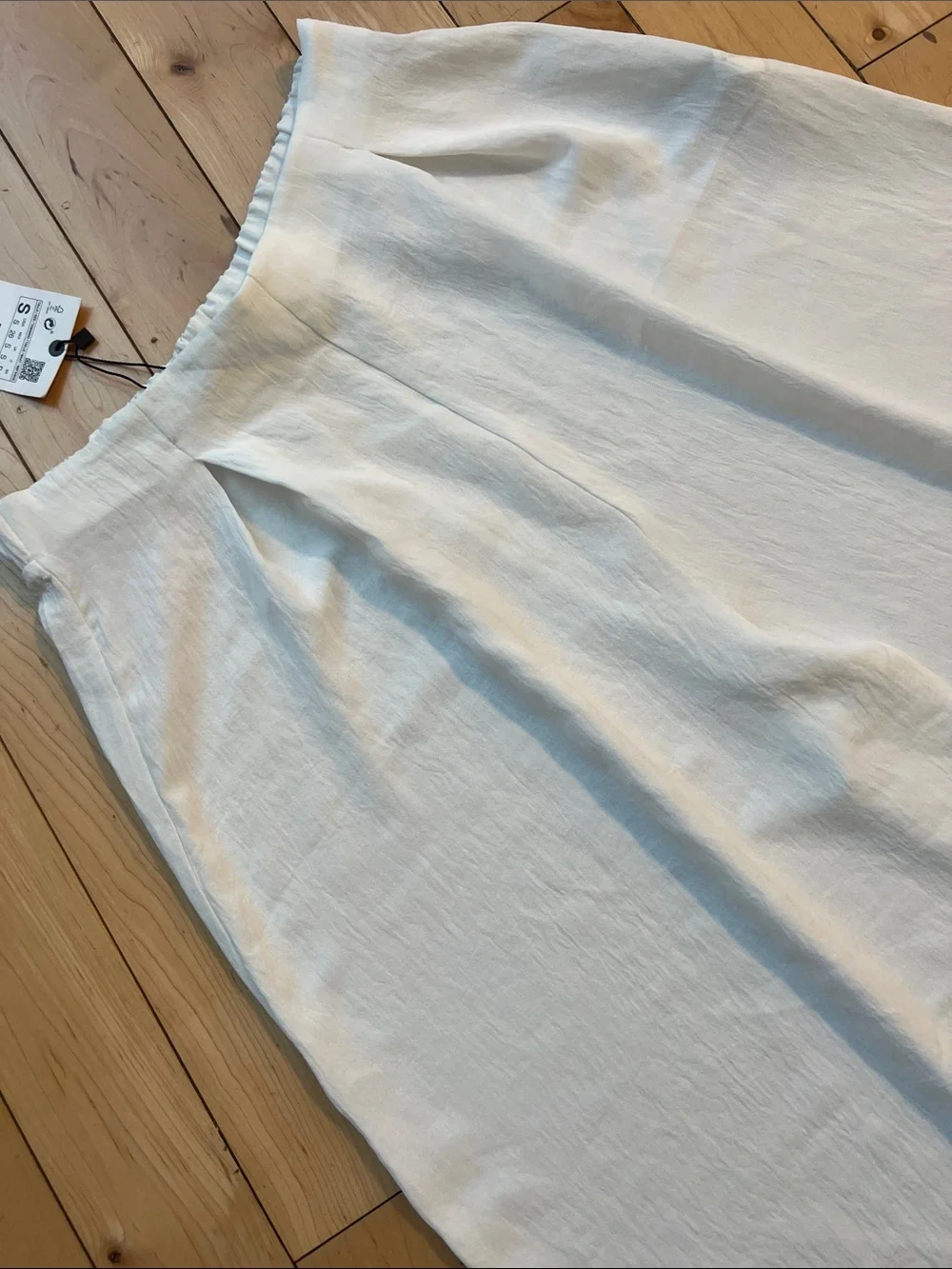 Zara Wide Leg Linen-Blend Pants in Cream