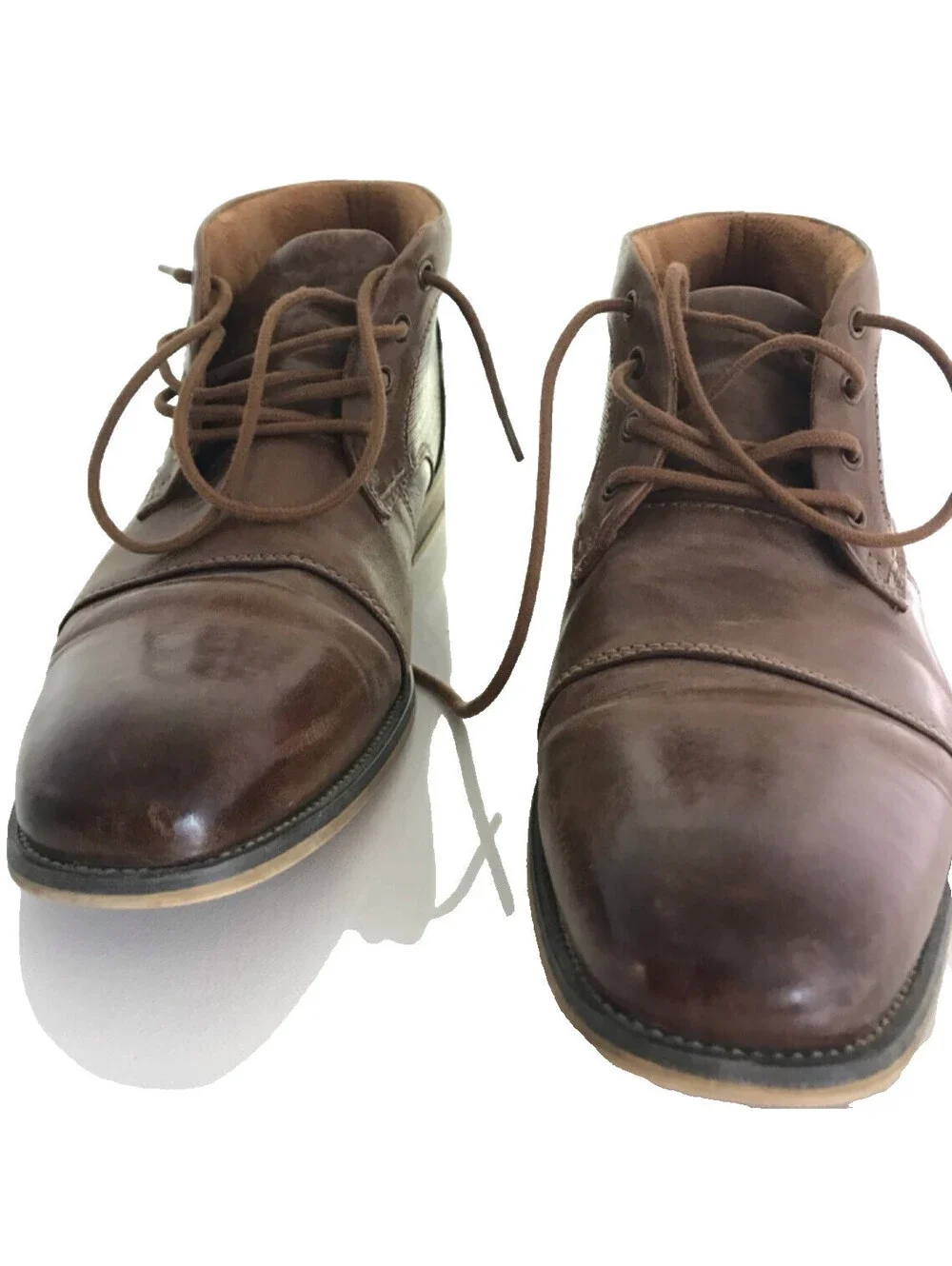 Steve Madden Mens P-Klatin Brown Leather Lace-Up Ankle P-Klatan Boots Size 9