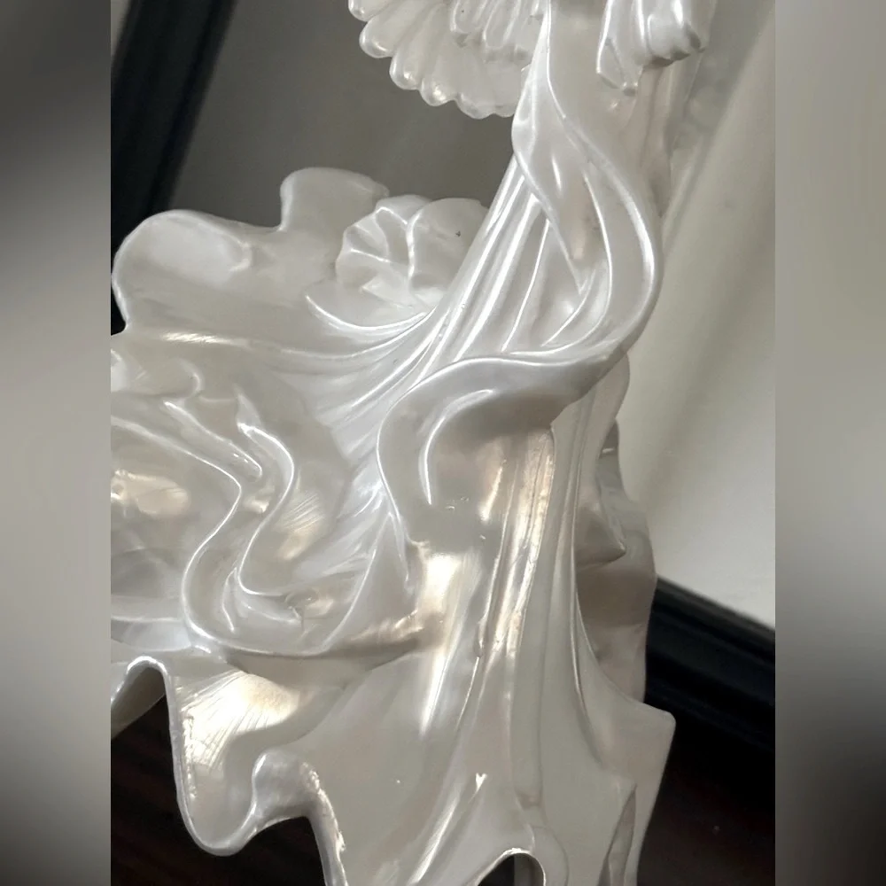 Vintage Angel Christmas Tree Topper. Sculpted | Holiday | 9” White | Resin | EUC