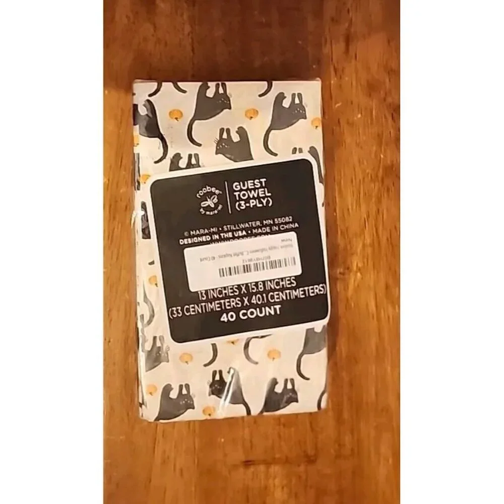 Halloween Black Cat Pumpkin Paper Dinner Napkins Hand Bath Buffet Towels 40 Pk