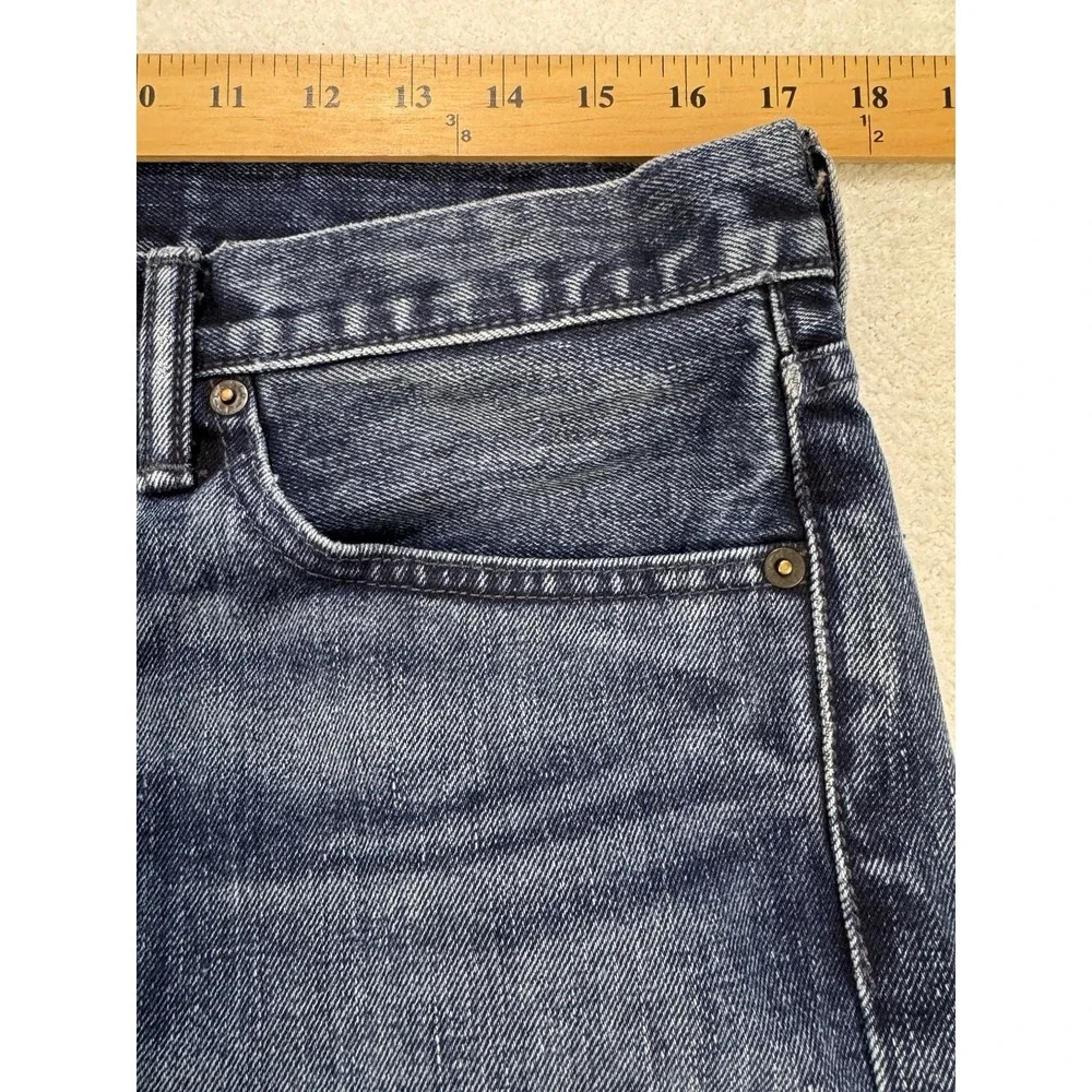 Levis 513 Jeans Men 34x30 Blue Slim Straight Stretch Whisker Distress Denim